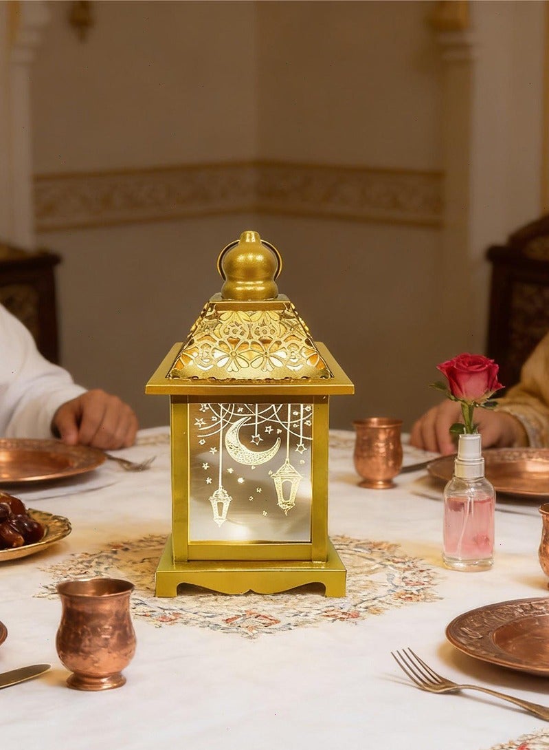 توبيتش فانوس رمضان بنقشة القمر والنجوم، شمعة LED إضاءة رمضان، زينة رمضان للمنزل - Image 1